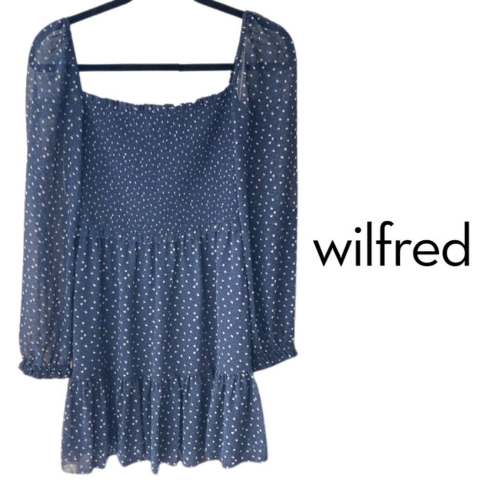 Wilfred Tempest Tiered Chiffon Mini Leaf Dot Black Detailing Dress - Size XS